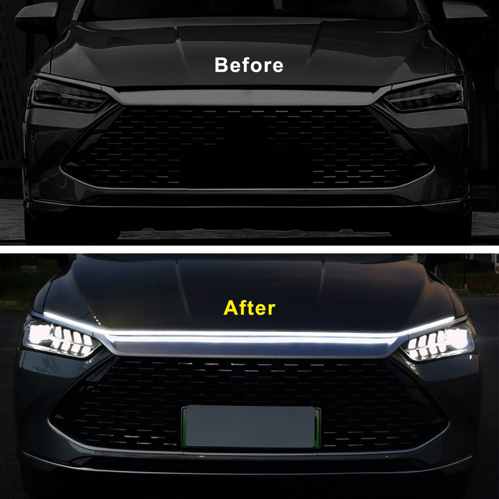 Silverholder Car Hood Light Strip White 70 Inches Exterior Flexible Daytime Led Running Light For Cars, Suvs, Trucks